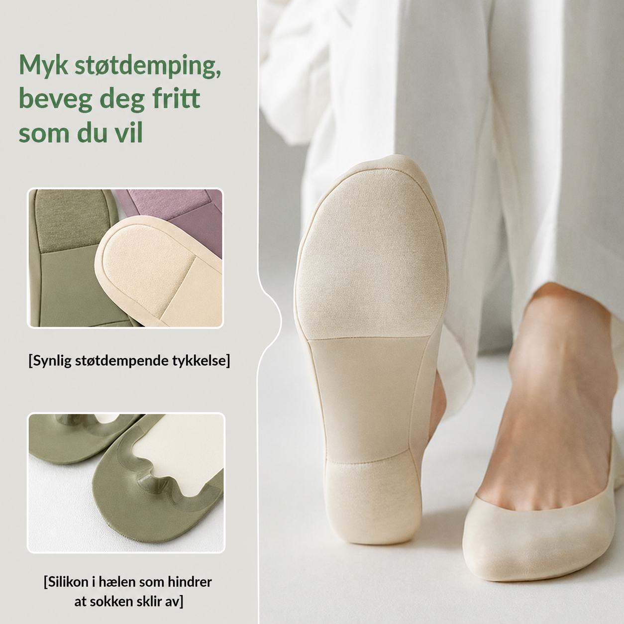 Silkesteg - Usynlige Komfortsokker